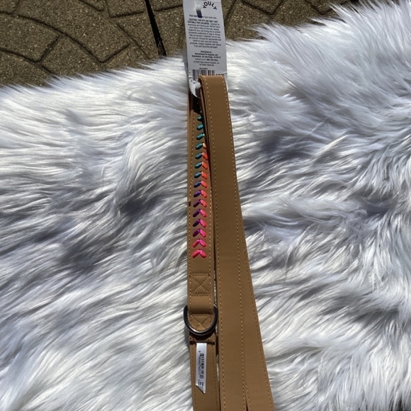 NWT Youly Vegan Leather Set Rainbow Braided Tan Collar and Leash - Picture 10 of 13